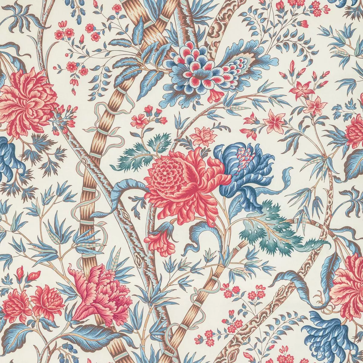 Brunschwig & Fils Luberon Print Red/Blue Fabric
