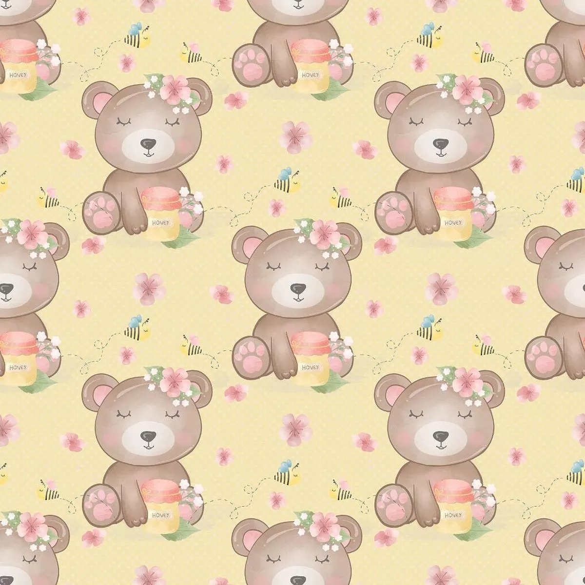 bumble-bee-bear-fabric-yellow Bumble Bee Bear Fabric – Yellow
