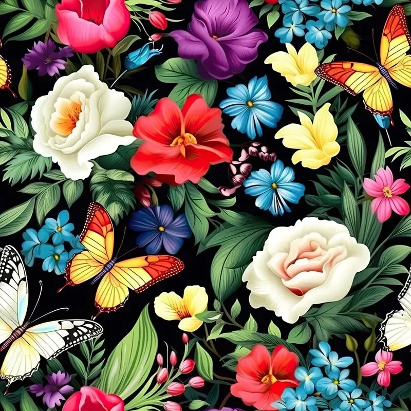 butterflies-blooms-pattern-2-fabric Butterflies & Blooms Pattern #2 Fabric
