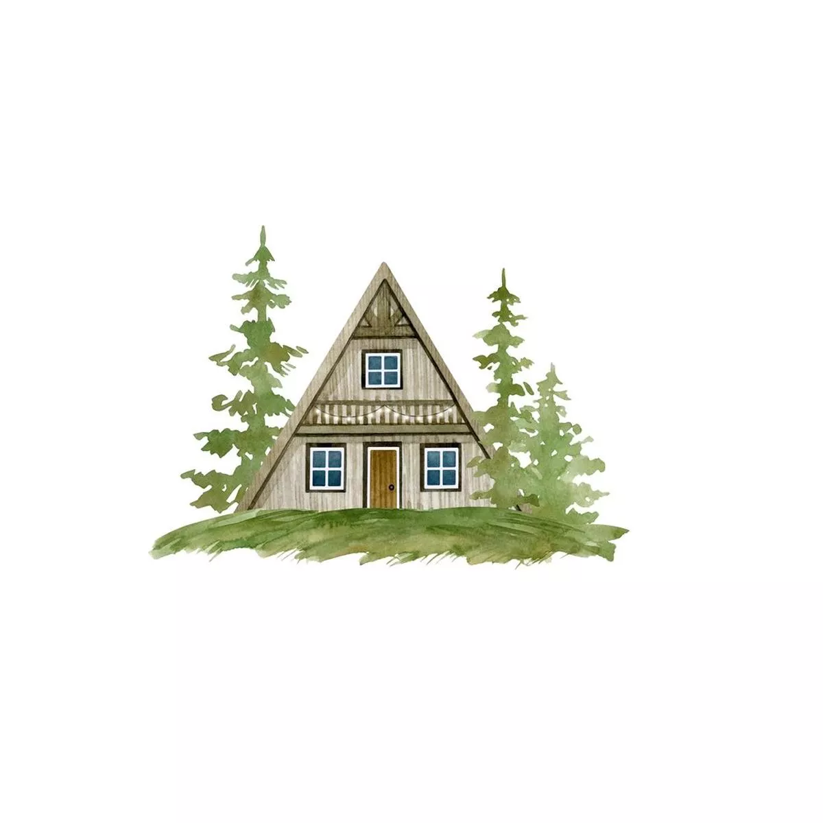 cabin-in-forest-fabric-panel Cabin In The Forest Fabric Panel