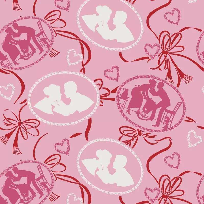 Cameo Kisses on Blush Fabric