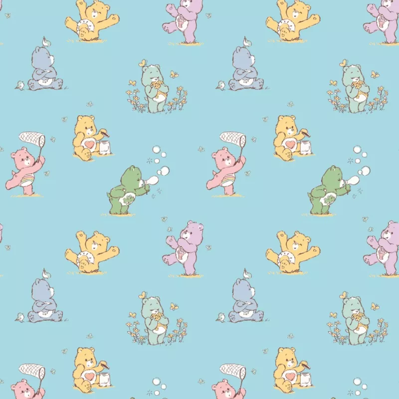 Care Bears – Playful – Printed Flannel 02 Blue