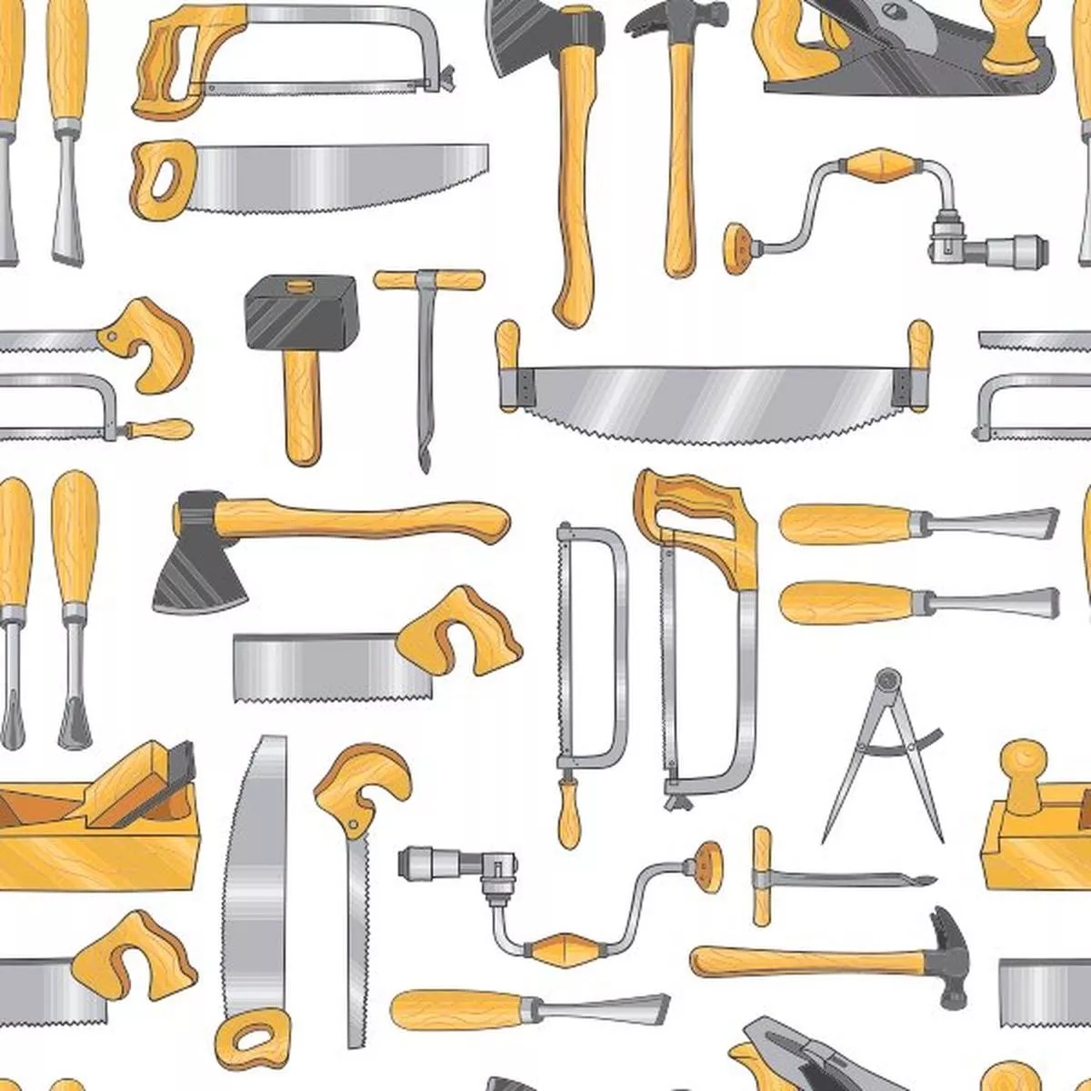 Carpentry Tools Fabric – White