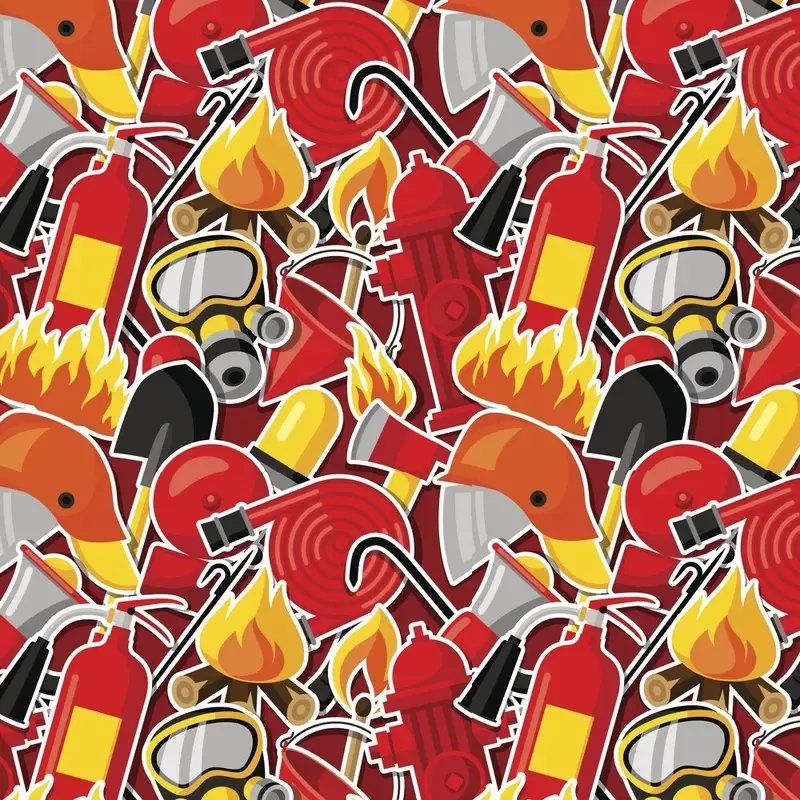 cartoon-firefighter-stickers-fabric-red Cartoon Firefighter Stickers Fabric – Red