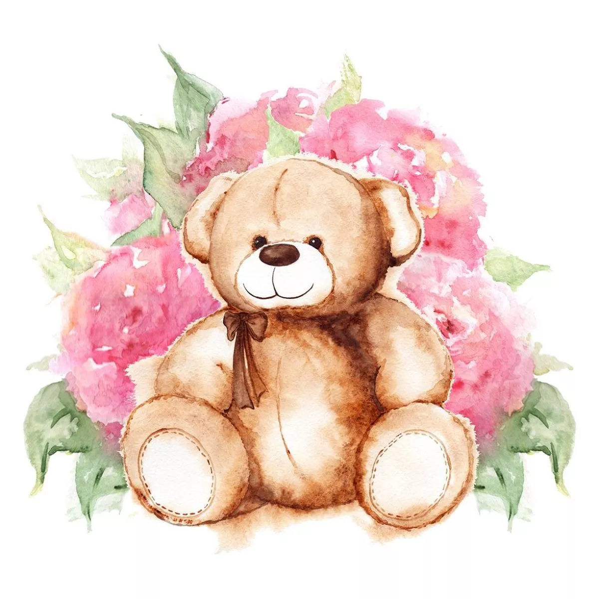 Cartoon Lovely Bear Fabric Panel – Multi