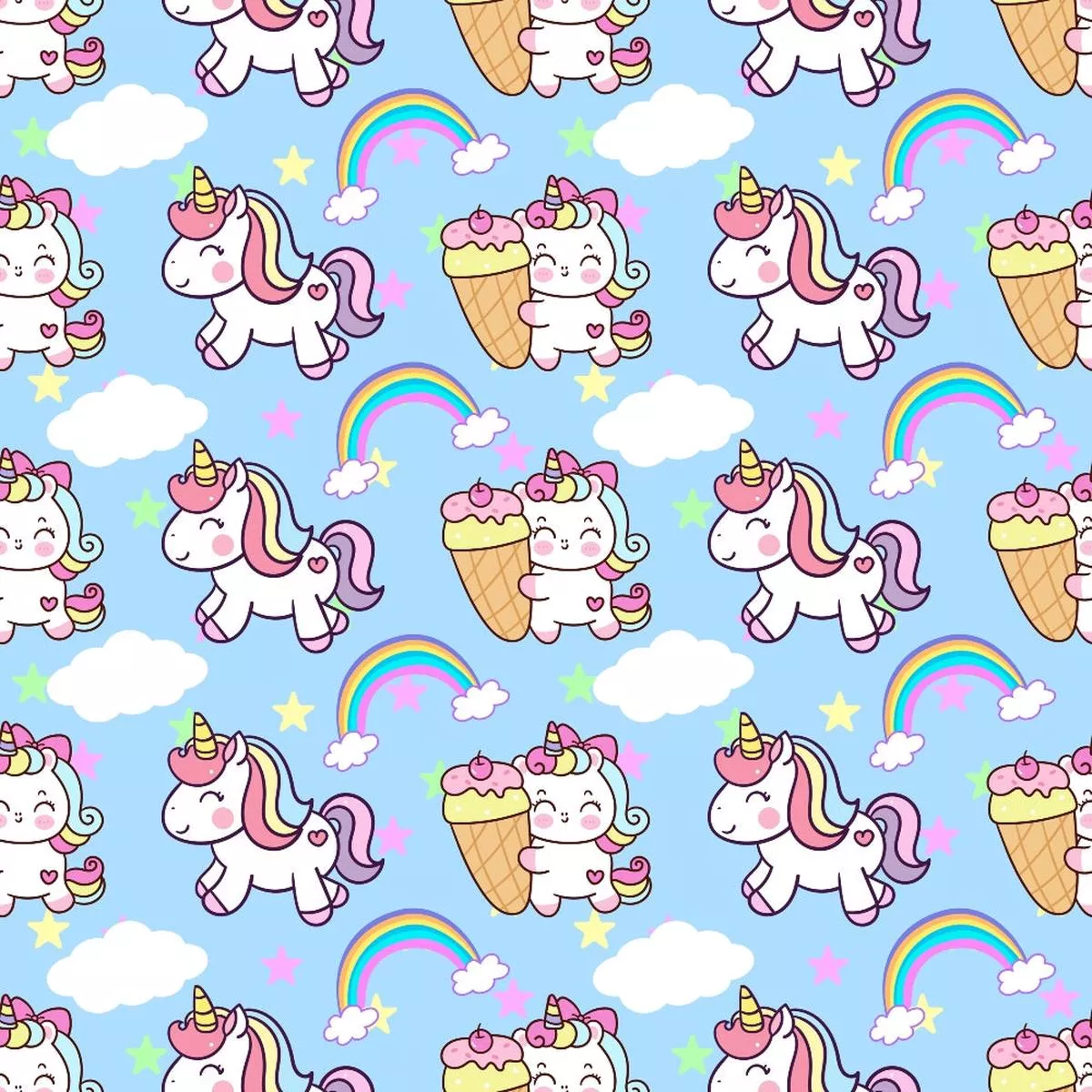 Cartoon Unicorns Pattern 5 Quilting Cotton Fabric
