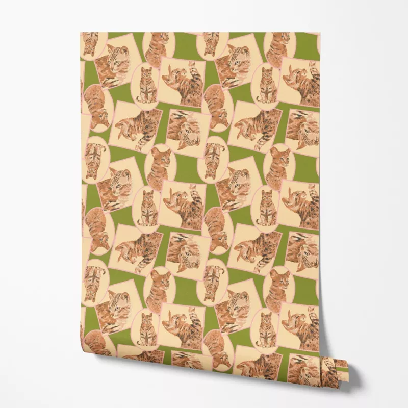 cat-frames-on-green-wallpaper Cat Frames on Green Wallpaper