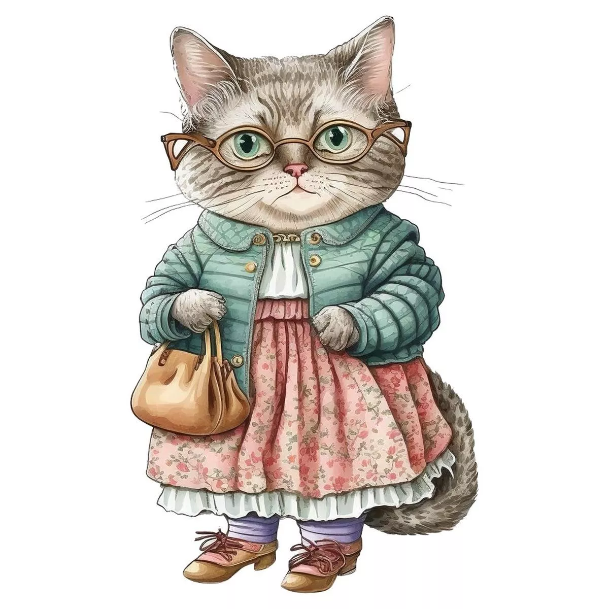 cat-grandma-4-fabric-panel Cat Grandma #4 Fabric Panel