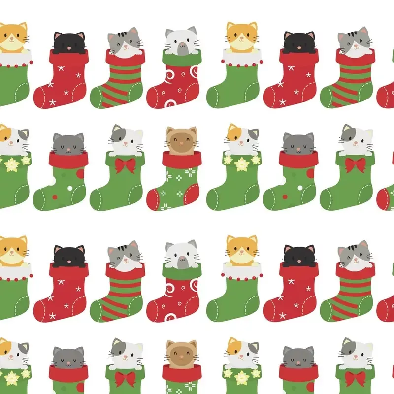 cats-christmas-fabric-white Cats For Christmas Fabric – White