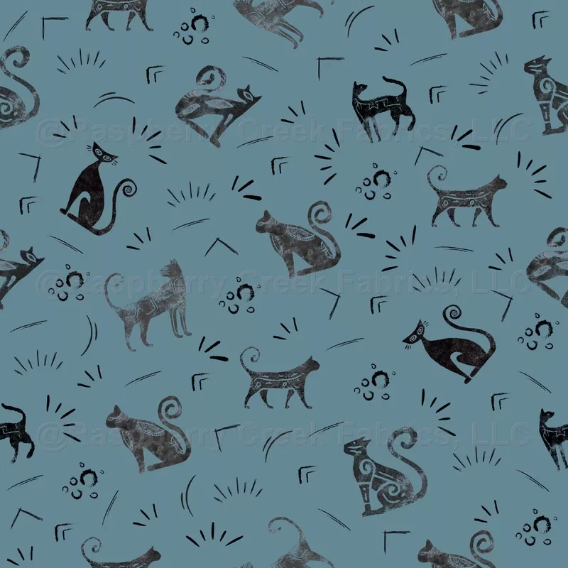 Cave Art Cats on Gray Azure