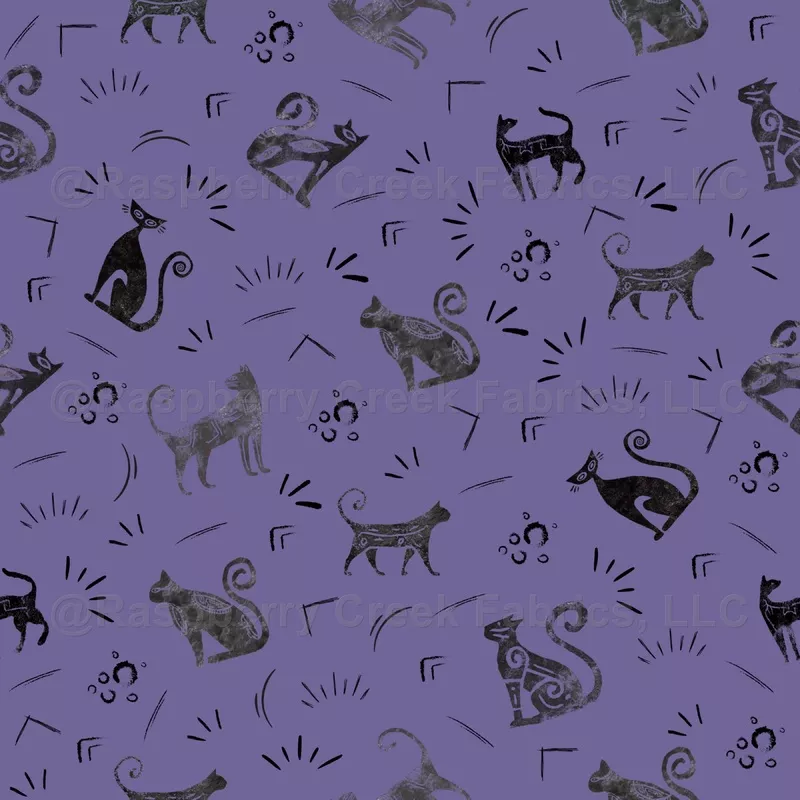 Cave Art Cats on Gray Indigo