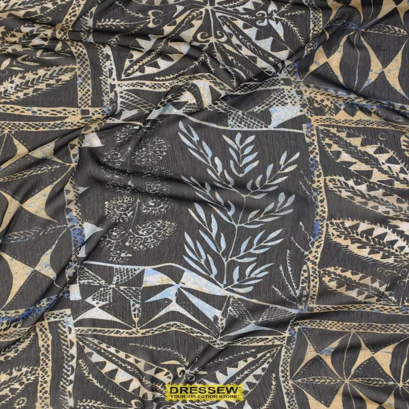 Chagal Print Chiffon – Denim / Taupe