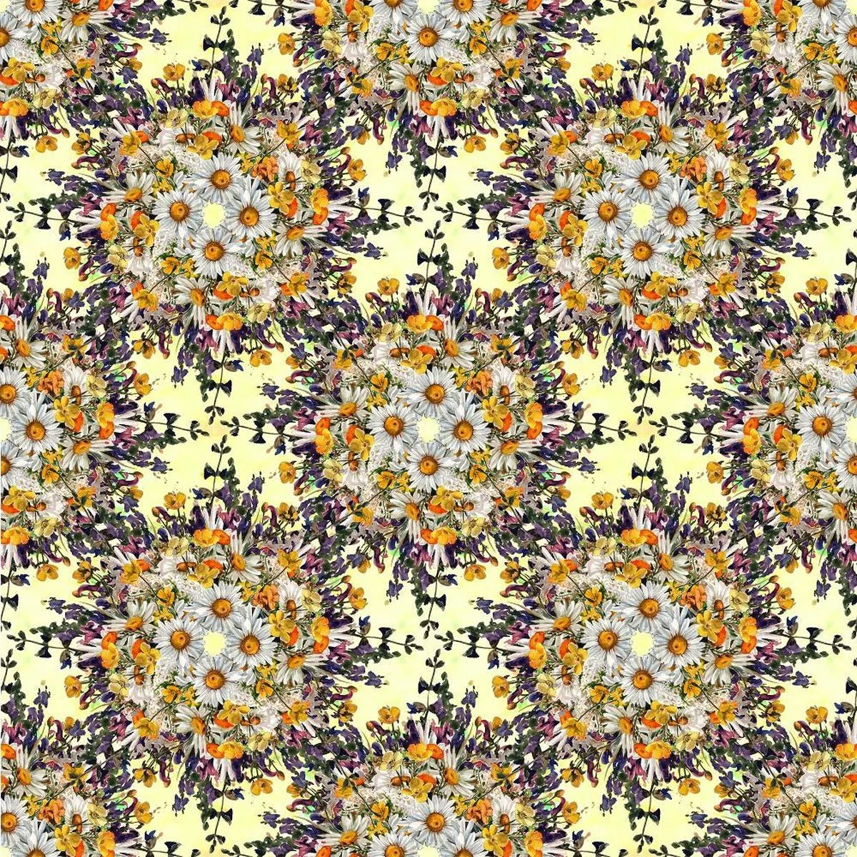 chamomile-flowers-bouquets-fabric-yellow Chamomile Flowers Bouquets Fabric – Yellow