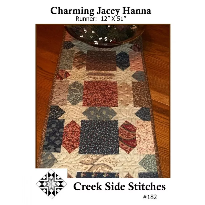 charming-jacey-hanna-quilted-table-topper-printed-pattern-only-css182-by-creek-s Charming Jacey Hanna Quilted Table Topper Printed Pattern only CSS182 by Creek Side Stitches, precut friendly