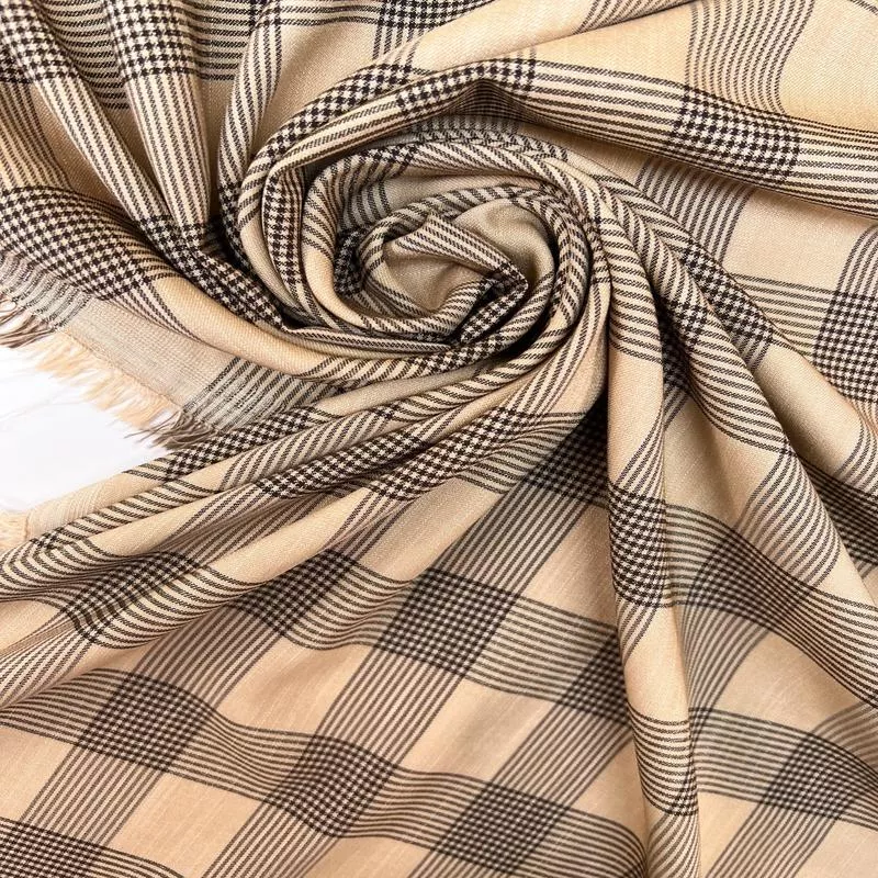 checked-brown-beige-viscose-blend Checked Brown-Beige Viscose Blend