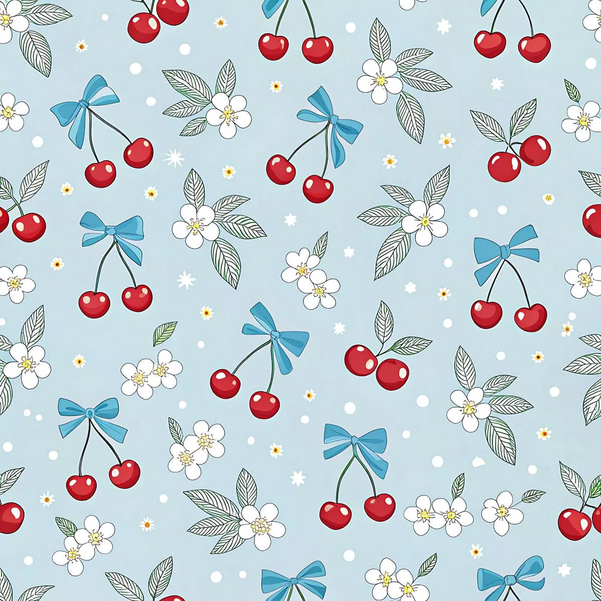 Cherry Floral Pattern 7 Quilting Cotton Fabric