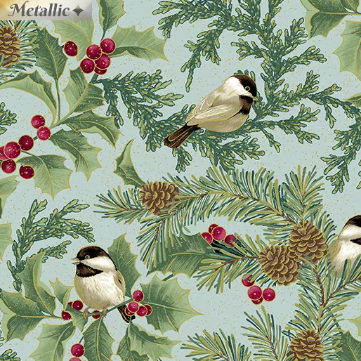 chickadee-holly-allover-seamist-festive-chickadees Chickadee & Holly Allover SeaMist (Festive Chickadees)