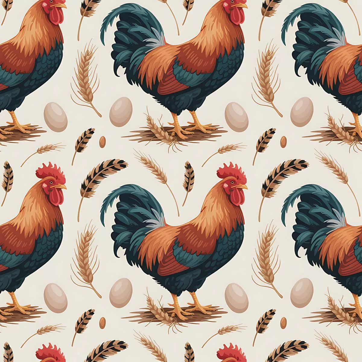 Chickens and Eggs Pattern 1 Quilting Cotton Fabric