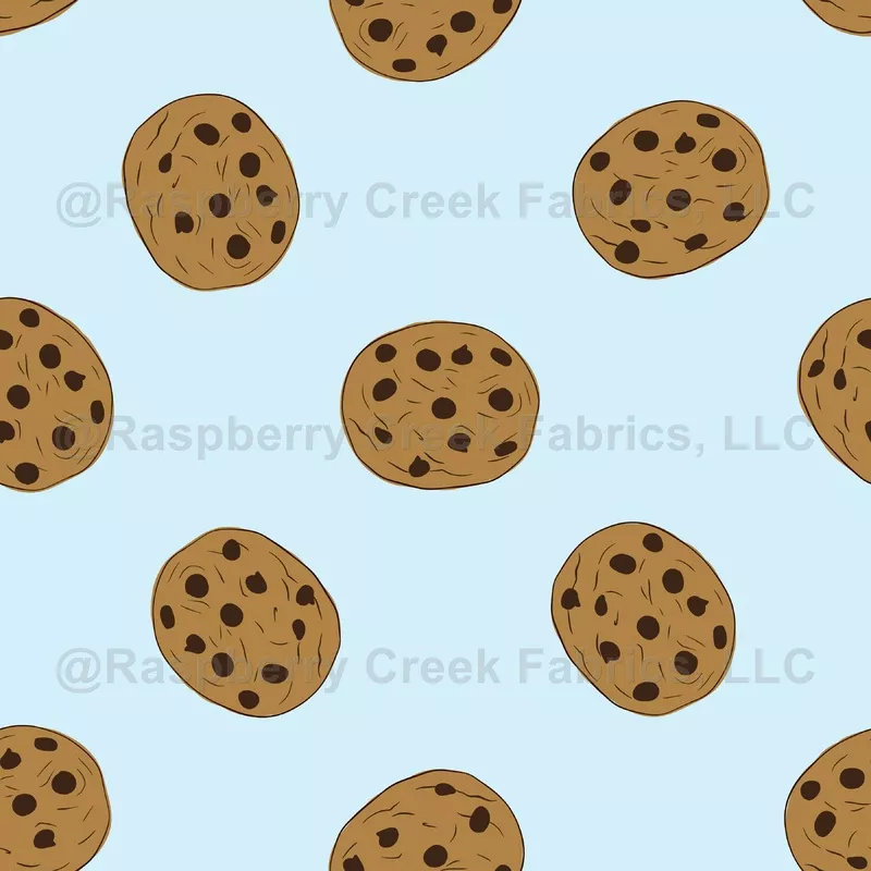 Choc Chip Cookies on blue