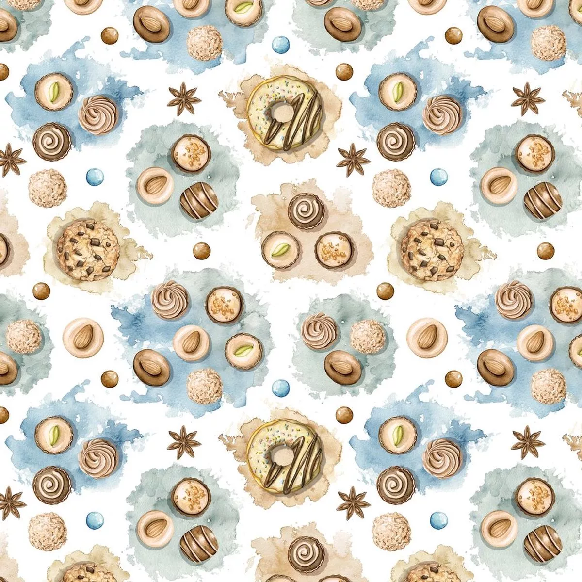chocolate-hazelnut-sweets-fabric-multi Chocolate & Hazelnut Sweets Fabric – Multi