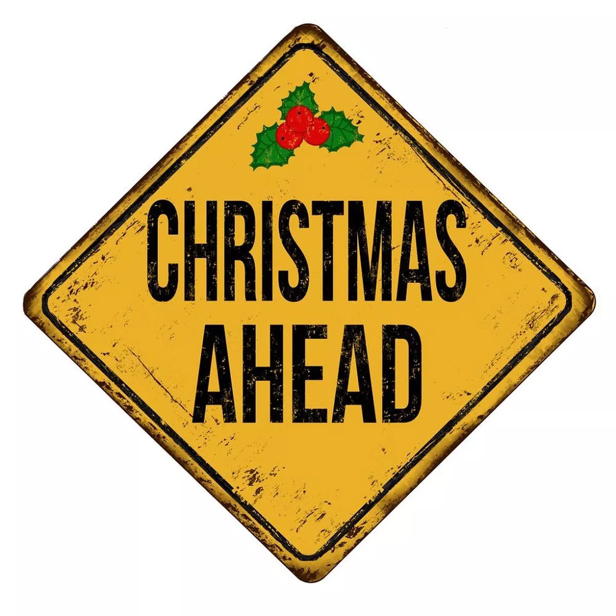 christmas-ahead-road-sign-fabric-panel Christmas Ahead Road Sign Fabric Panel