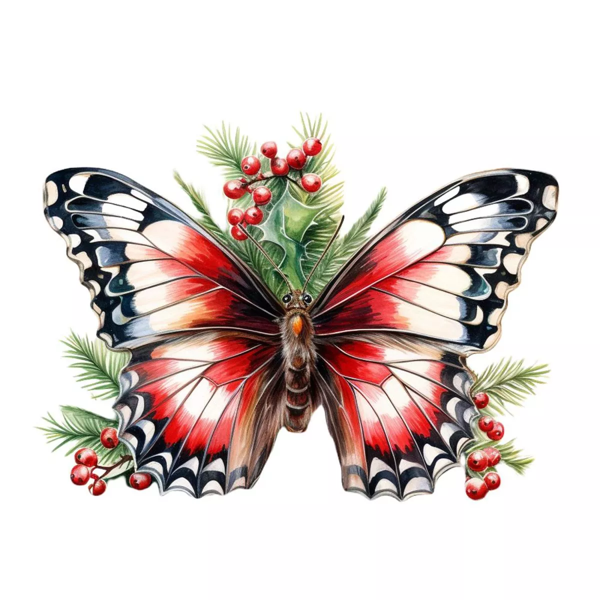 christmas-animals-butterfly-fabric-panel Christmas Animals Butterfly Fabric Panel