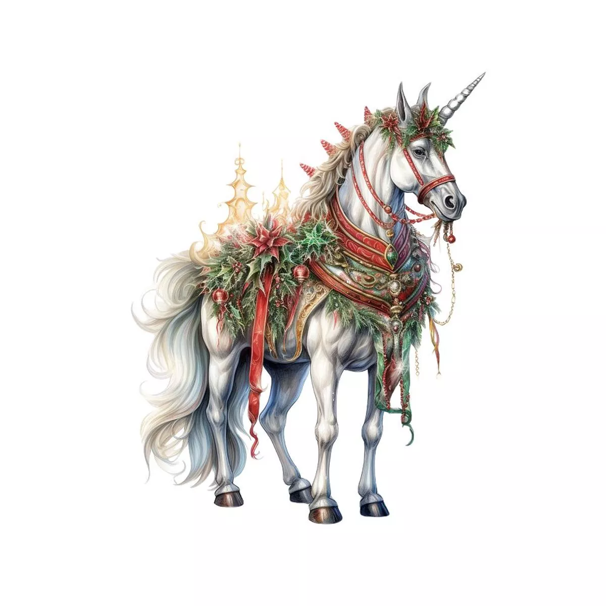 christmas-animals-unicorn-fabric-panel Christmas Animals Unicorn Fabric Panel