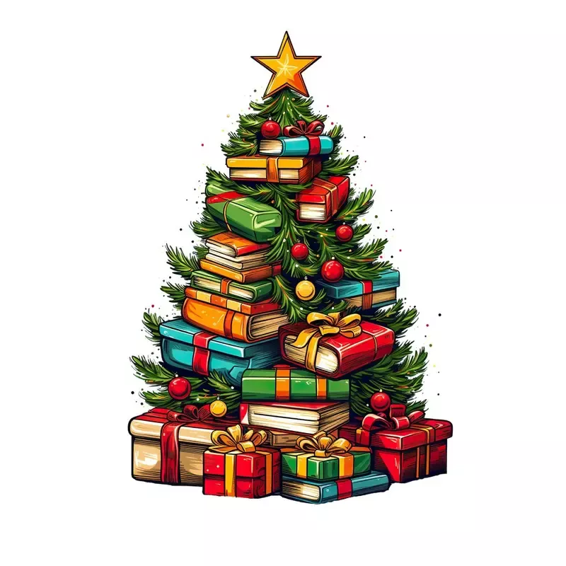 christmas-book-tree-9-fabric-panel Christmas Book Tree #9 Fabric Panel