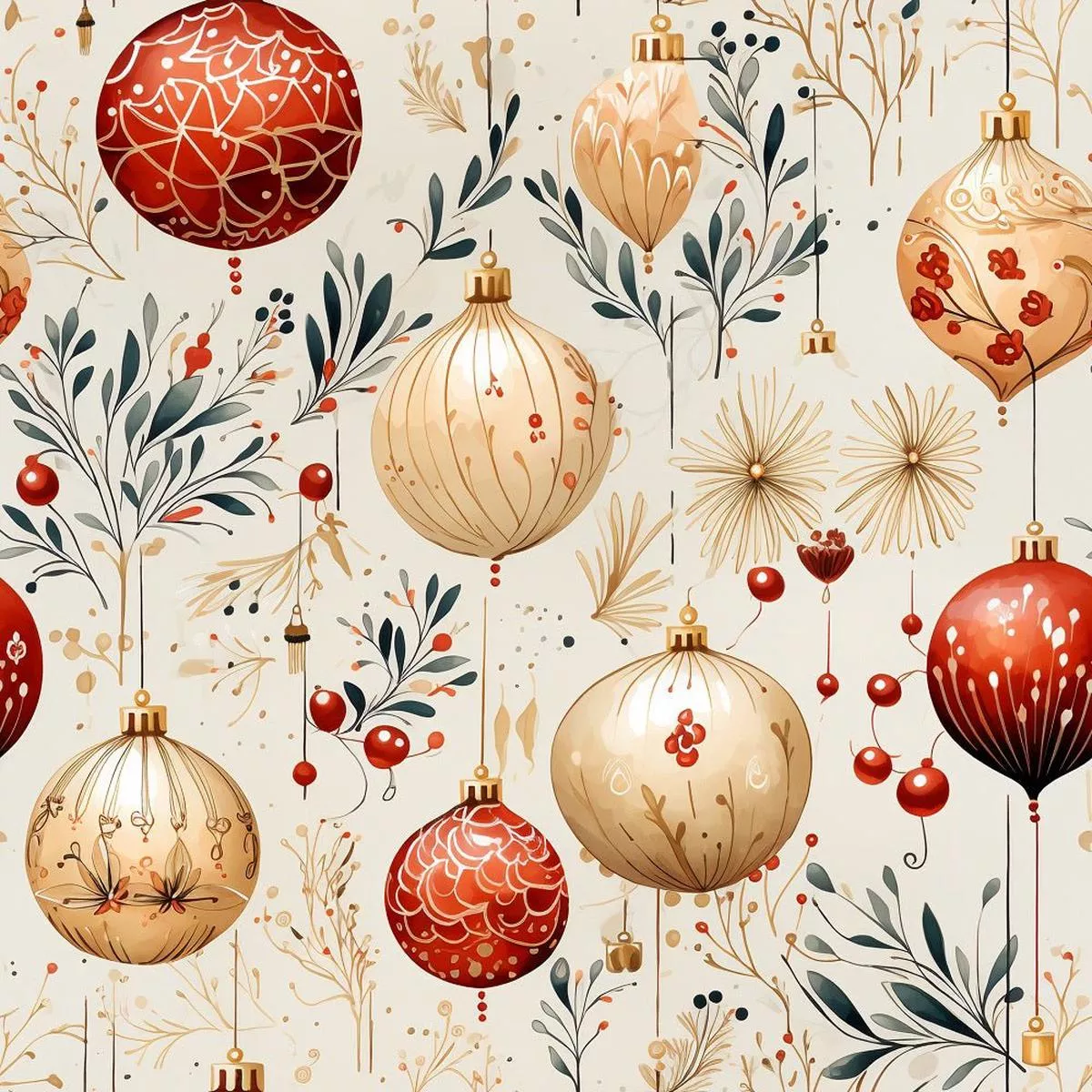 christmas-bulbs-pattern-12-fabric Christmas Bulbs Pattern #12 Fabric