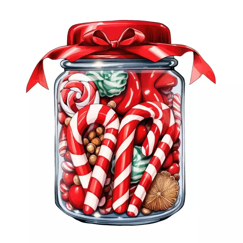 christmas-candy-jar-6-fabric-panel Christmas Candy Jar #6 Fabric Panel