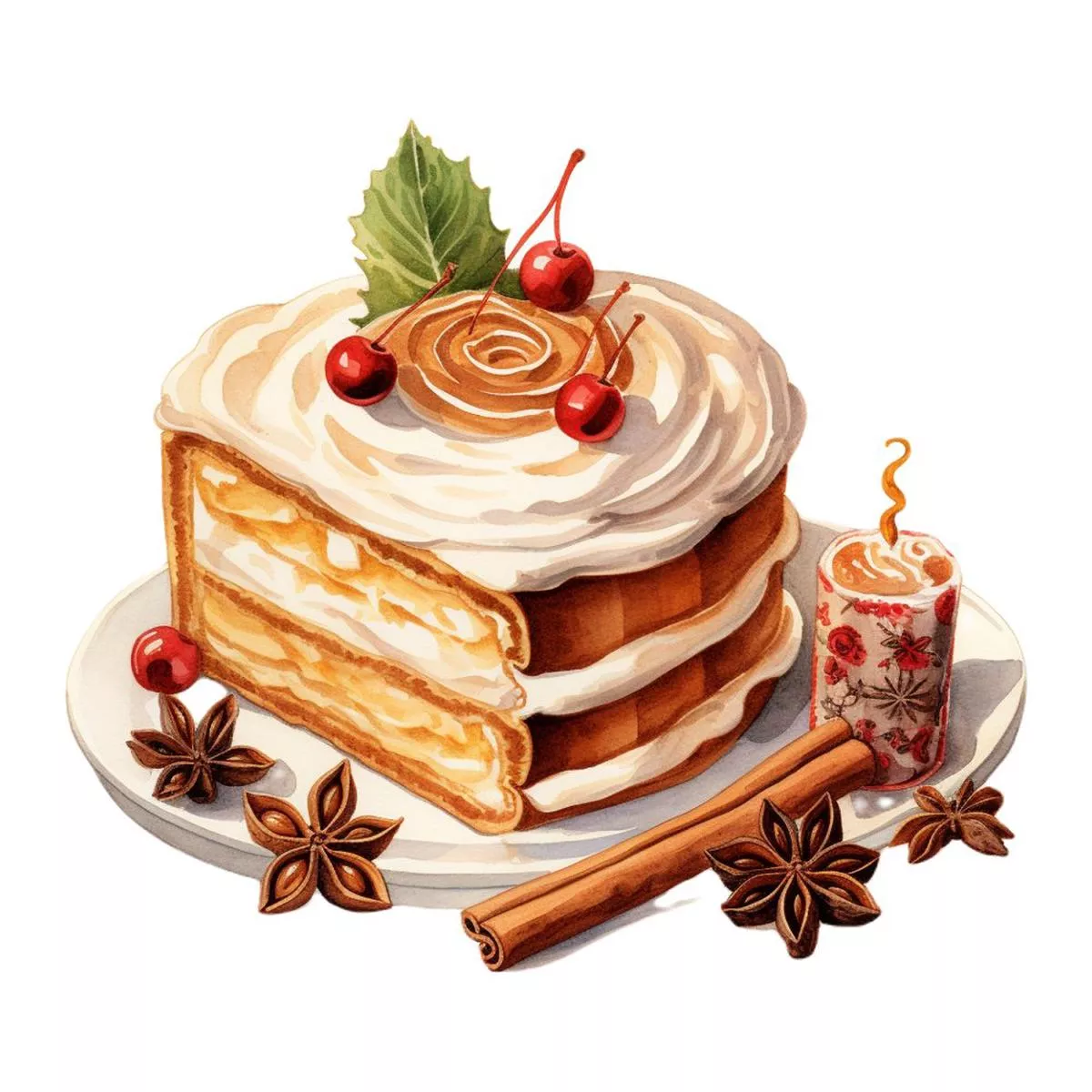 christmas-dessert-cake-scene-3-fabric-panel Christmas Dessert Cake Scene #3 Fabric Panel