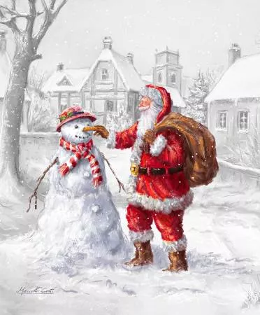 Christmas Digital 36in Panel Wintertime Friends