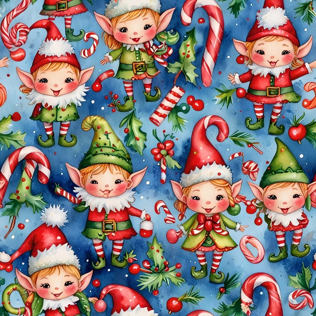 Christmas Gnomes Pattern 7 Quilting Cotton Fabric