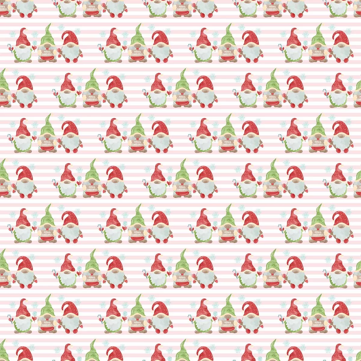 christmas-gnomes-striped-fabric-pink Christmas Gnomes Striped Fabric – Pink