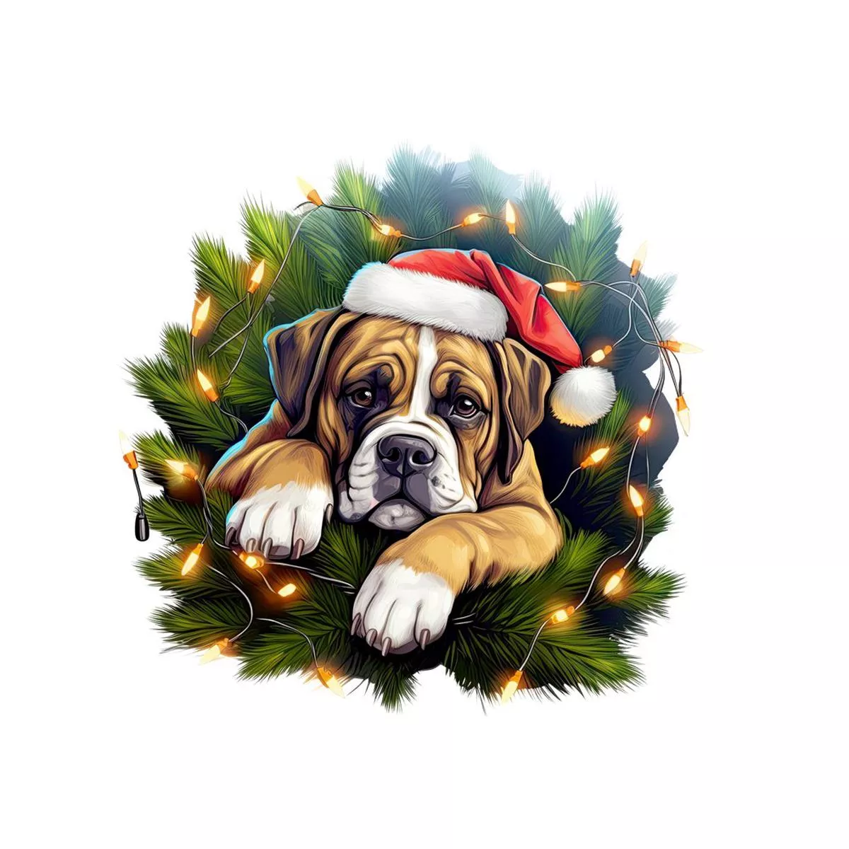 Christmas Lazy Boxer Fabric Panel