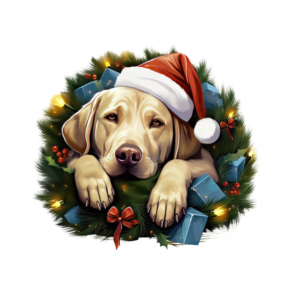 christmas-lazy-labrador-retriever-fabric-panel Christmas Lazy Labrador Retriever Fabric Panel