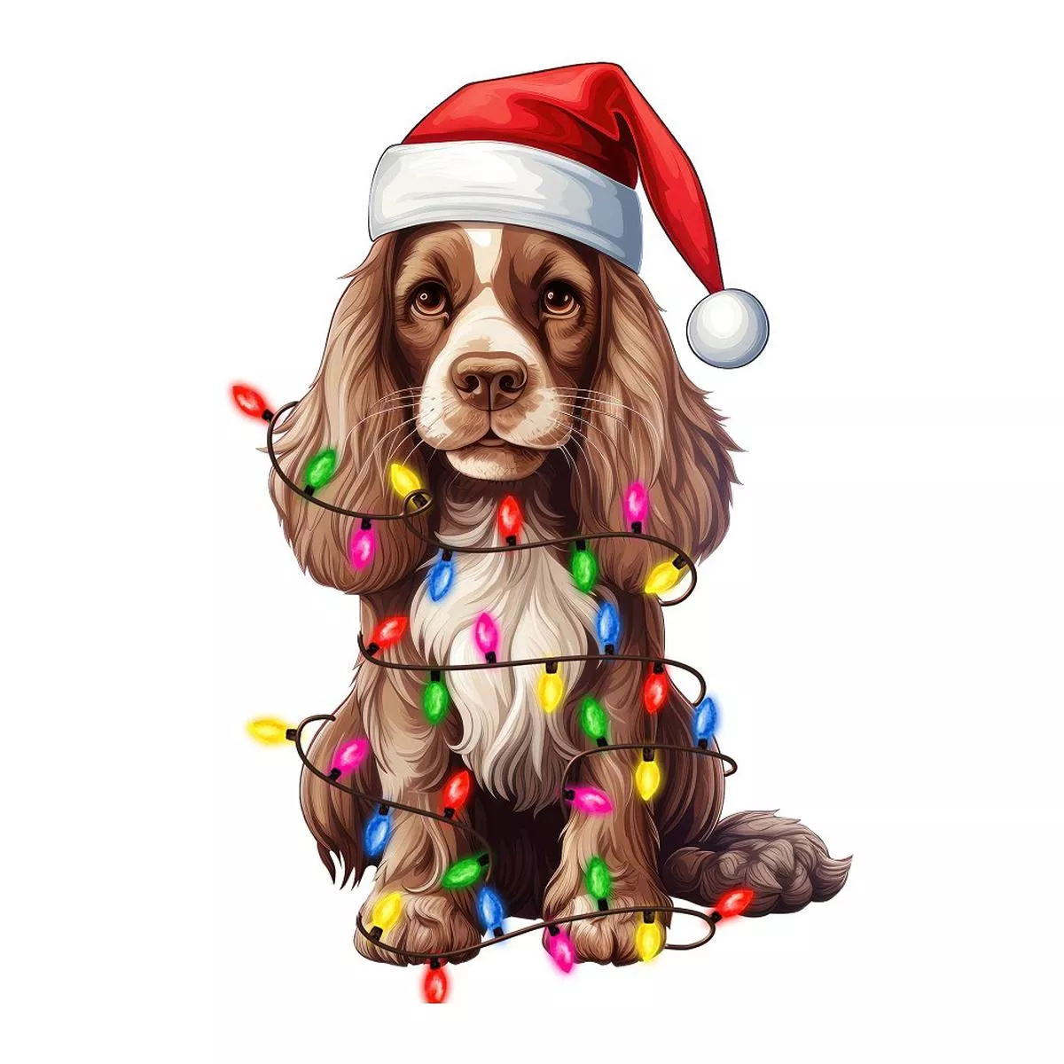 christmas-lights-american-cocker-spaniel-fabric-panel Christmas Lights & American Cocker Spaniel Fabric Panel