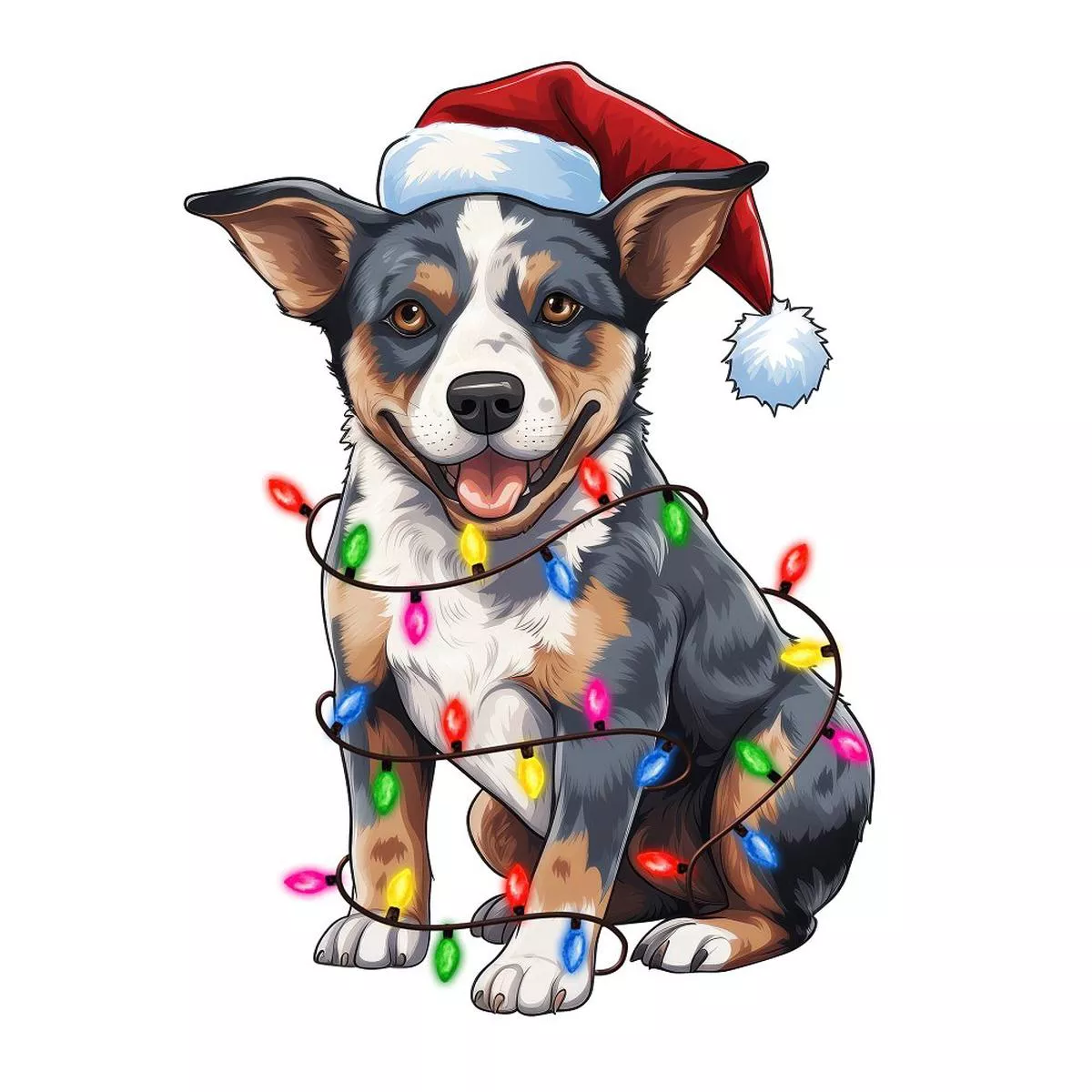 christmas-lights-australian-cattle-dog-fabric-panel Christmas Lights & Australian Cattle Dog Fabric Panel