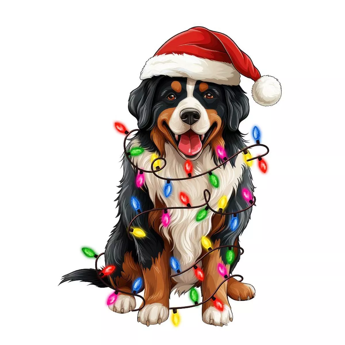 christmas-lights-bernese-mountain-dog-fabric-panel Christmas Lights & Bernese Mountain Dog Fabric Panel