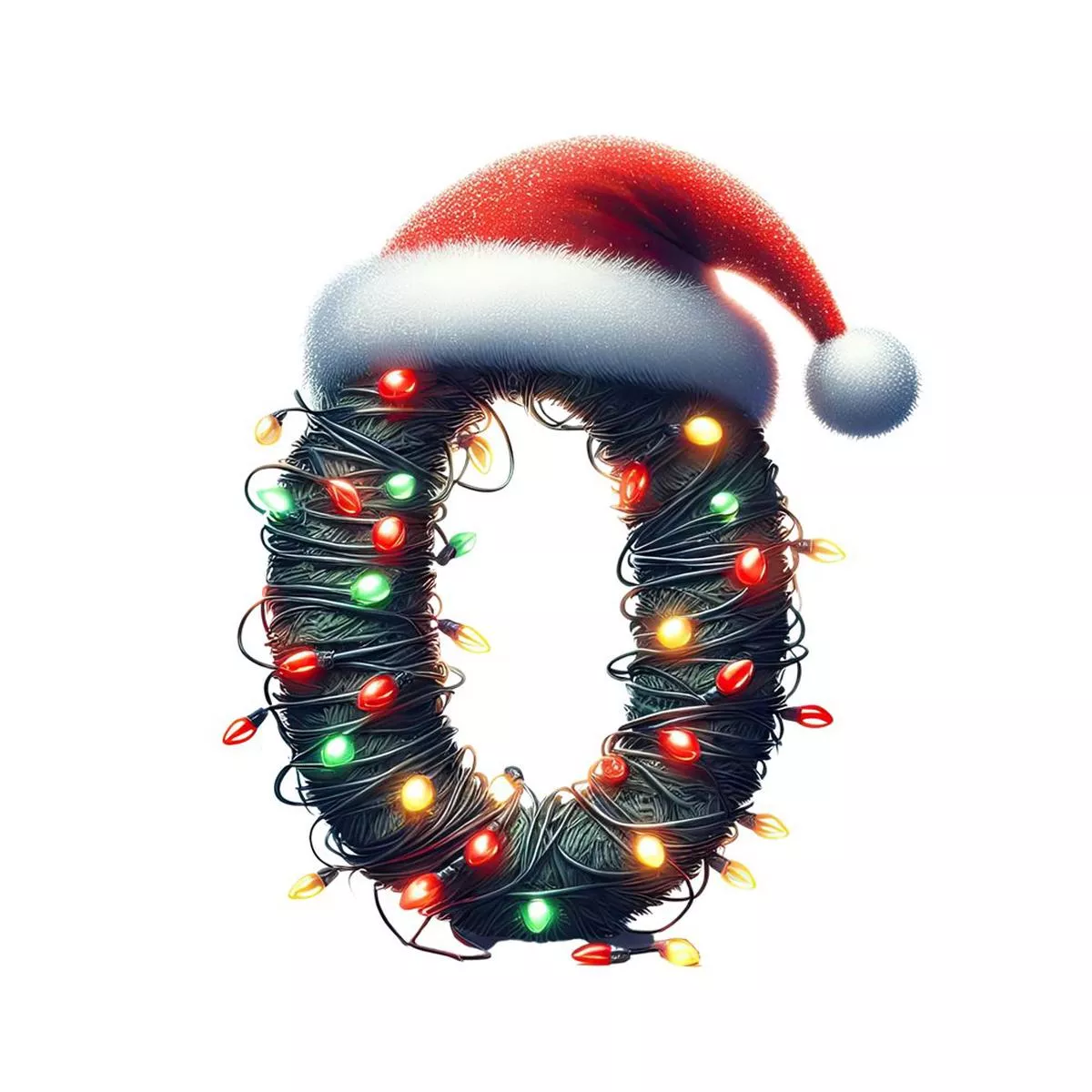 christmas-lights-wrapped-letter-0-fabric-panel Christmas Lights Wrapped Letter 0 Fabric Panel