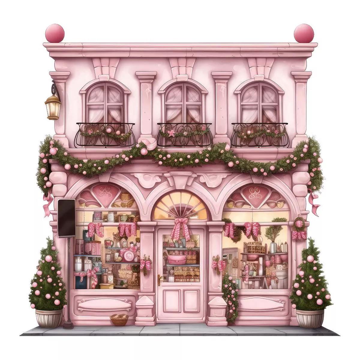 christmas-luxury-boutique-storefront-fabric-panel-pink Christmas Luxury Boutique Storefront Fabric Panel – Pink