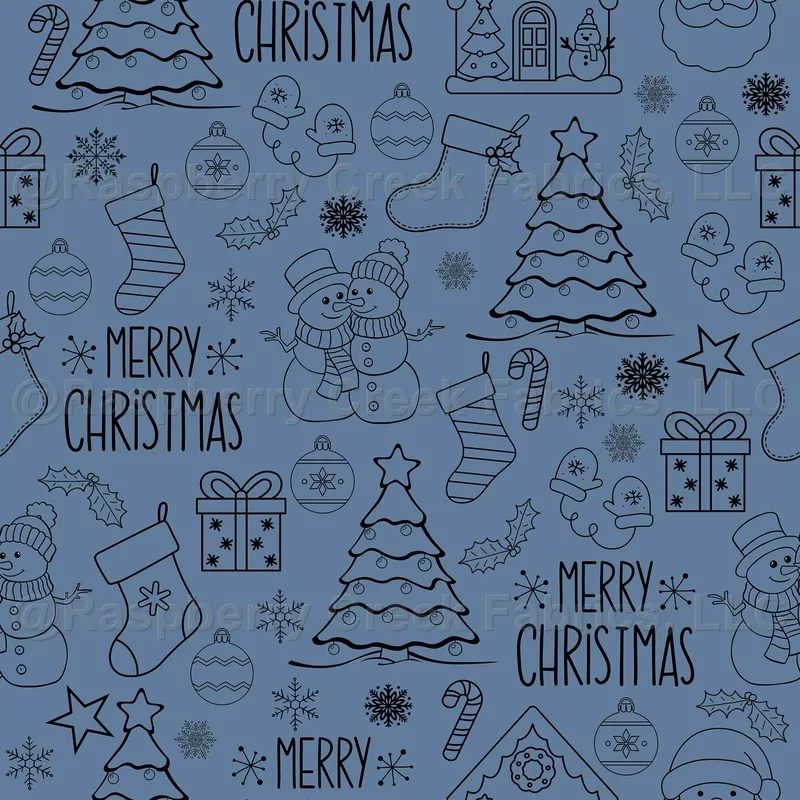 Christmas Outlines on Dark Blue – small