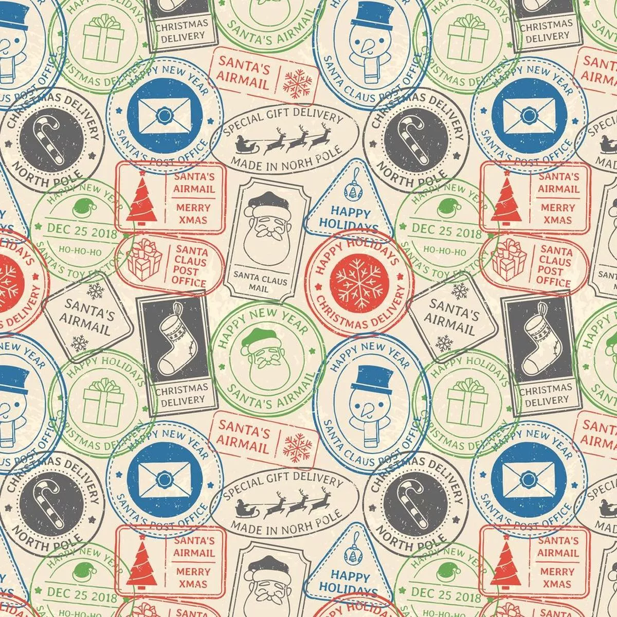 christmas-postage-card-fabric-tan Christmas Postage Card Fabric – Tan