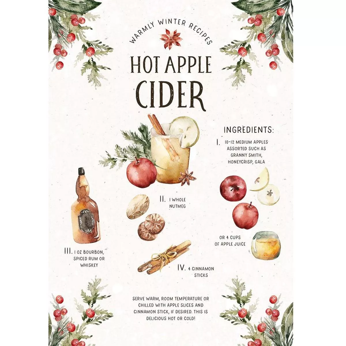 christmas-recipe-apple-cider-fabric-panel Christmas Recipe Apple Cider Fabric Panel