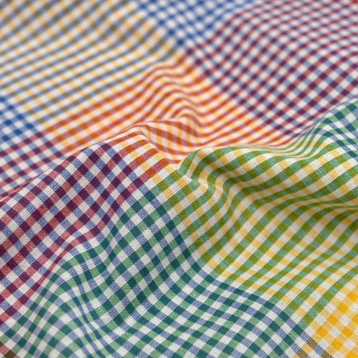 Chromatic Check Cotton Shirting – Cherry/Lemon/Blueberry
