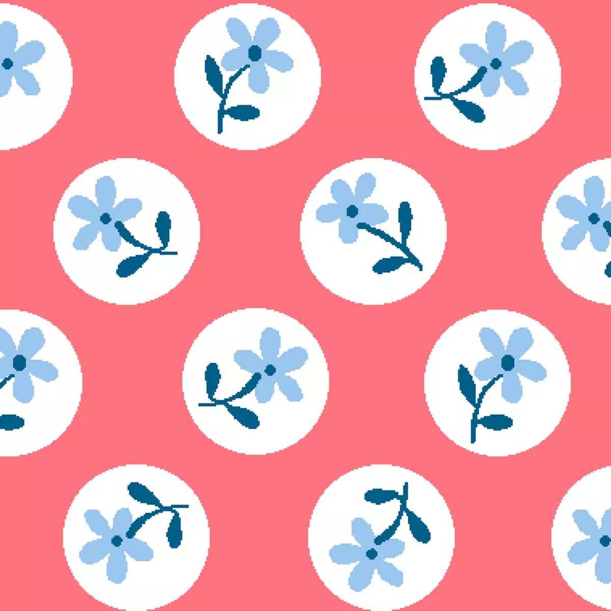 circle-sprouts-coral-fabric Circle Sprouts, Coral Fabric
