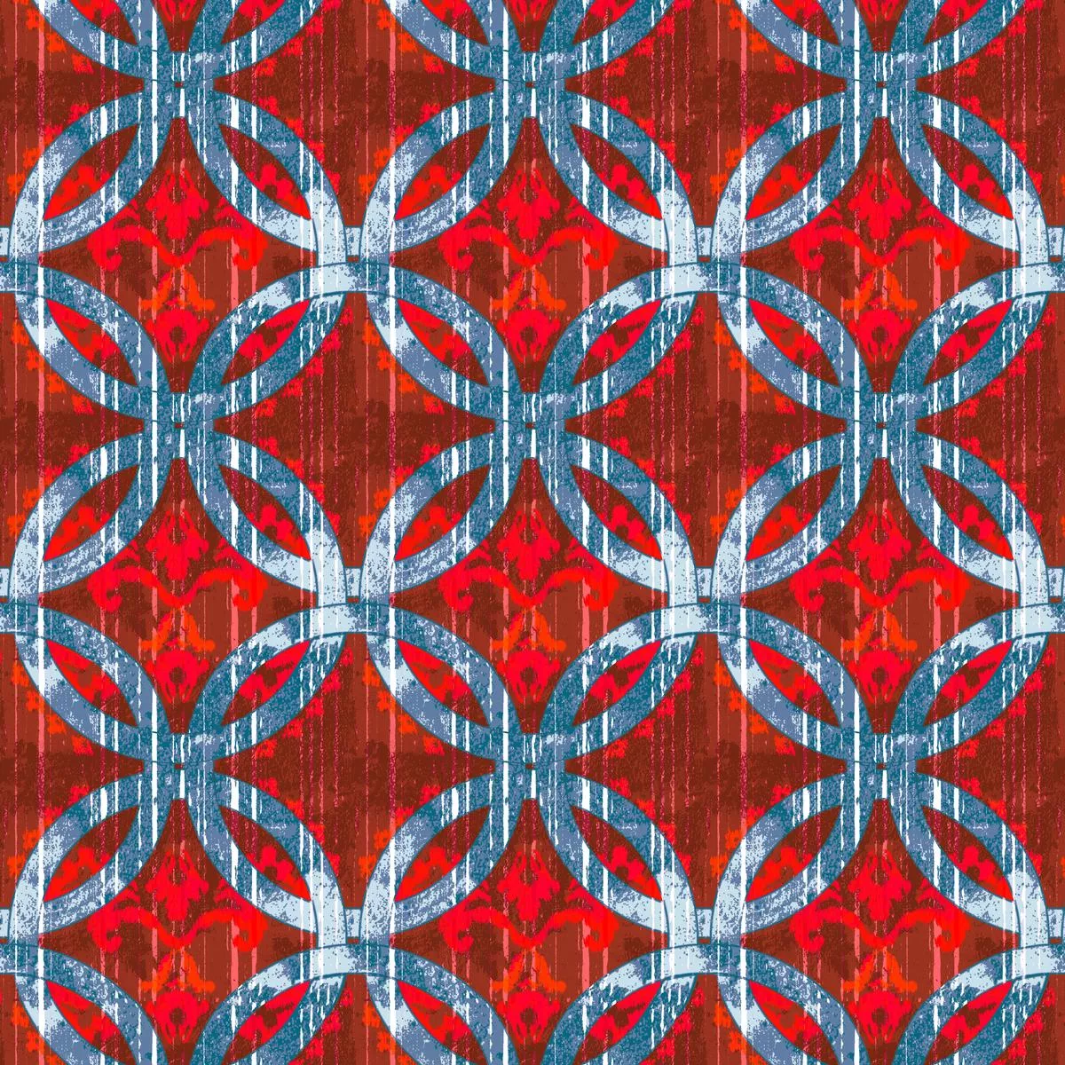 circular-tiles-on-red-blue-fabric Circular Tiles on Red & Blue Fabric