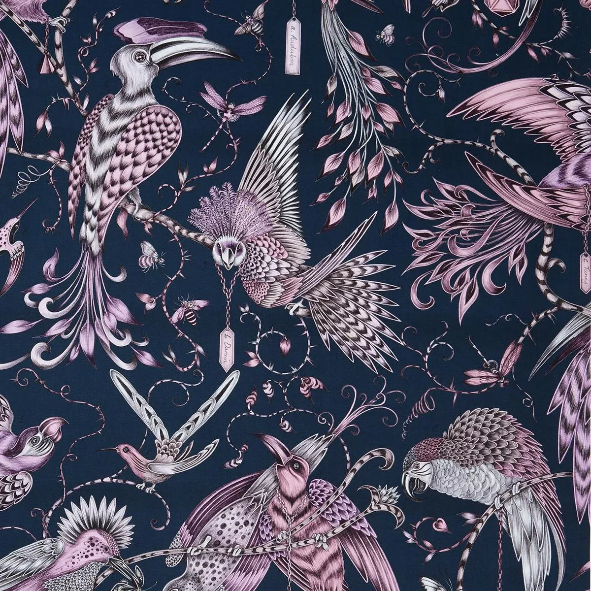 Clarke & Clarke Audubon Pink Fabric