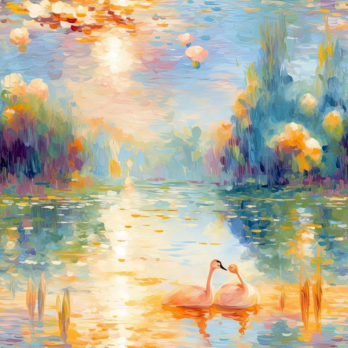 Claude Monet Swans Fabric Panel