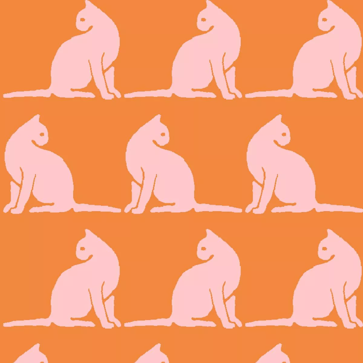 Cleo Cats on Orange Fabric